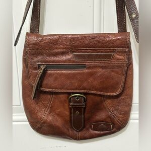 Brown Leather  “ The Trend” Crossbody Bag with Front Flap and Buckle Italy made